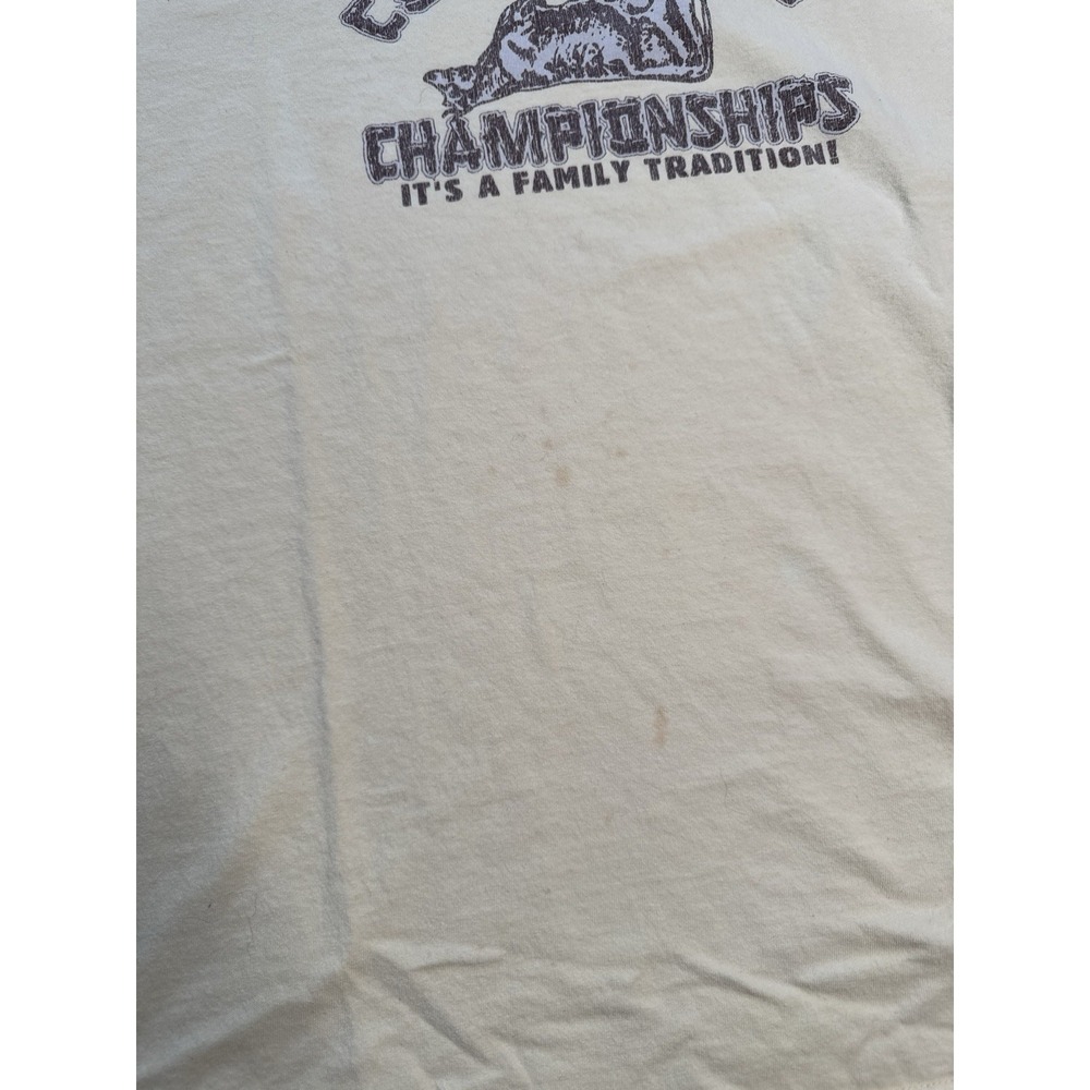 Vintage Cow Tipping T Shirt XL Funny Farm Humor Graphic Tee Anvil Yellow - Picture 6 of 10